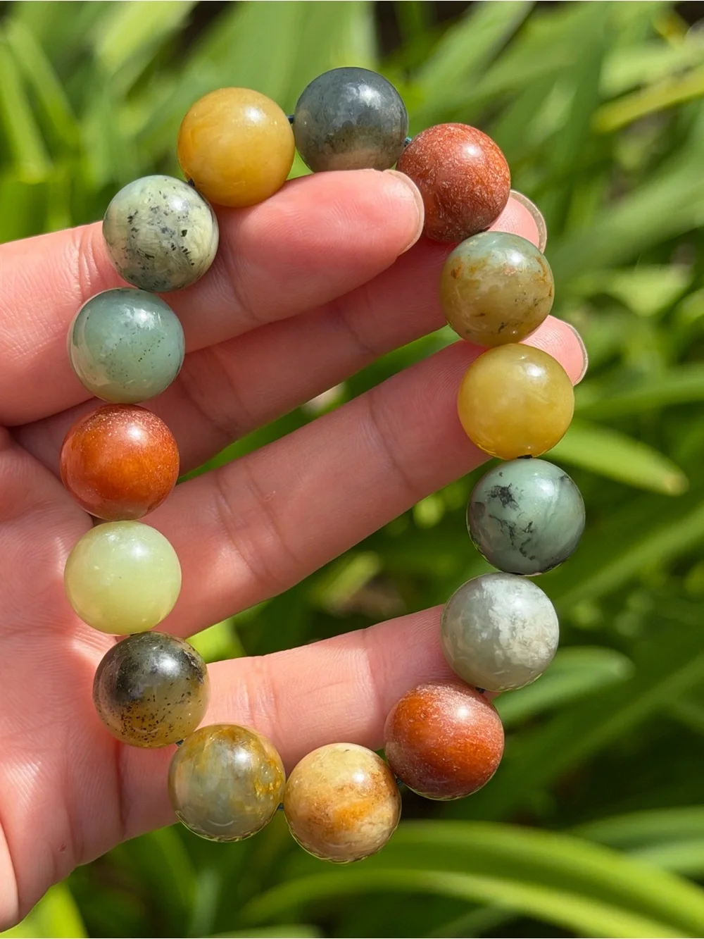 14mm stretchable multicolor Xiuyu jade bracelet 2323